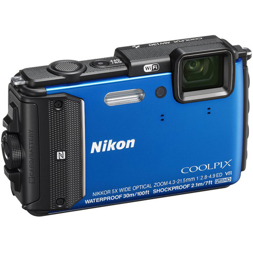 Nikon COOLPIX AW130 16MP 1080p Waterproof Blue Digital Camera (Certified Refurbished)