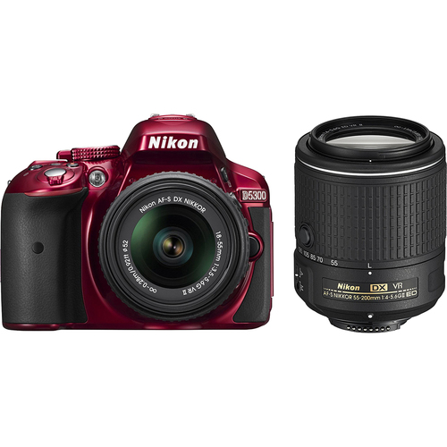Nikon D5300 DX-Format Digital SLR Kit w/ 18-55mm DX VR II Lens - Red - REFURBISHED