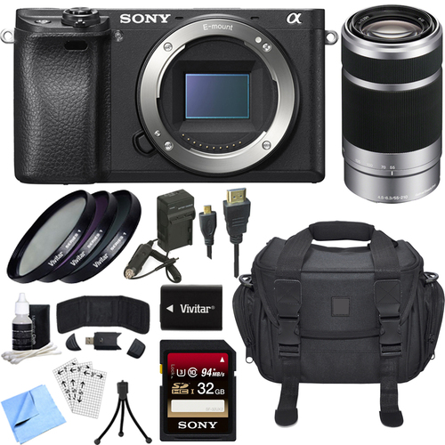 Sony ILCE-6300 a6300 4K Mirrorless Camera Body w/ 55-210mm Zoom Lens Bundle