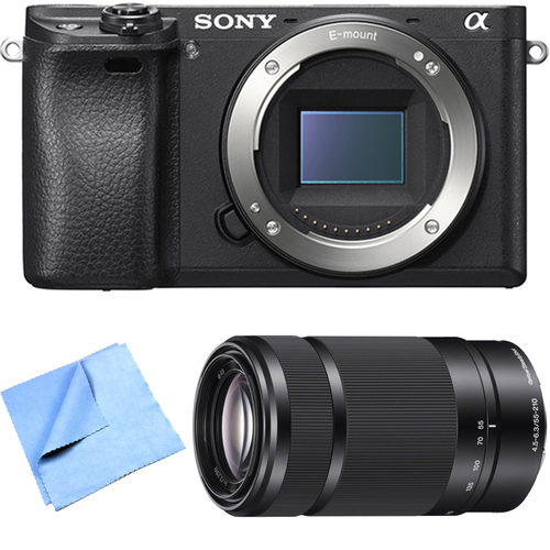 Sony ILCE-6300 a6300 4K Mirrorless Camera Body w/ 55-210mm Zoom Lens (Black) Bundle