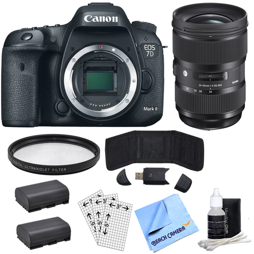 Canon EOS 7D Mark II 20.2MP HD 1080p DSLR Camera-Body&Sigma 24-35mm Lens Power Bundle