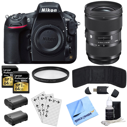 Nikon D810 36.3MP 1080p HD DSLR Camera - Body Only & Sigma 24-35mm Lens Power Bundle