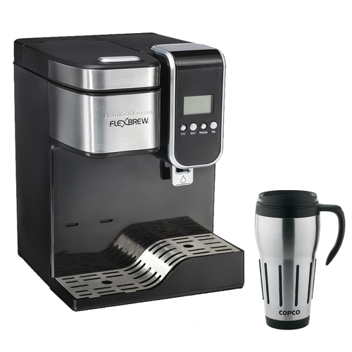 Hamilton Beach Single-Serve Coffee Maker,Programmable FlexBrew w/Hot Water Dispenser+ Copco Mug