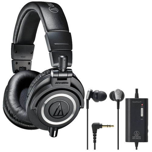 Audio-Technica ATH-M50X Professional Studio Headphones Plus Bonus ATH-ANC23 In-Ear Headphones