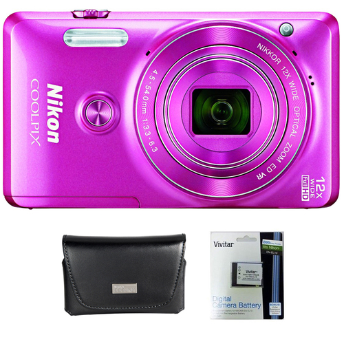 Nikon COOLPIX S6900 16MP Full HD 1080p Digital Camera - Pink + Bundle