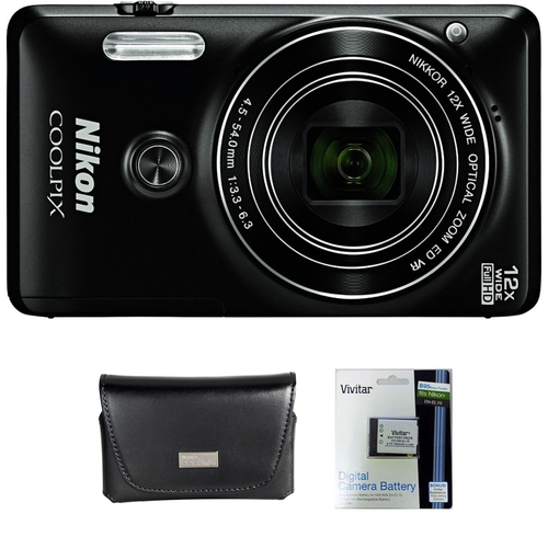 Nikon COOLPIX S6900 16MP 1080p Wi-Fi Camera w/ 12X Zoom & Flip out screen + Bundle