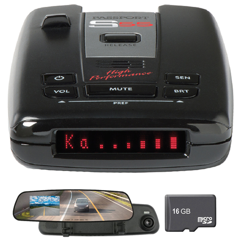 Escort Passport S55 High Performance Radar & Laser Detector w/Dash Cam + 16GB MSD Card