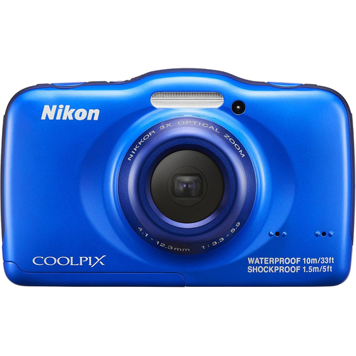 Nikon COOLPIX S32 13.2MP Waterproof Digital Camera (Blue)(Certified Refurbished)