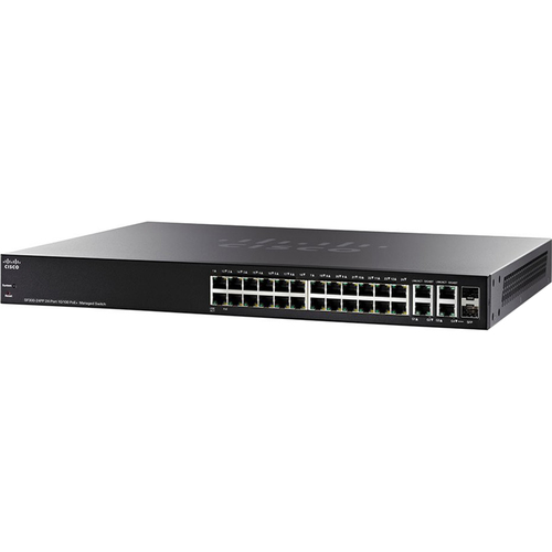 Cisco 24-Port 10/100 PoE+ Managed Switch with Gigabit Uplinks - SF300-24PP-K9-NA