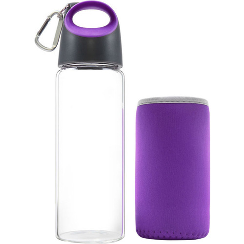 Carteret Hot and Cold Glass Bottle with Sleeve, Purple