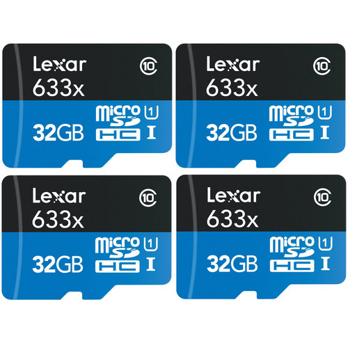 Lexar 4-Pack of microSDHC UHS-I 633X 32GB Memory Cards (up to 95MB/s)(128GB Total)
