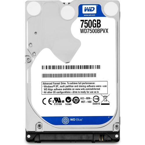 Western Digital Blue 750GB 2.5` 5400RPM SATA 6 Gb/s Mobile Hard Disk Drive - WD7500BPVX