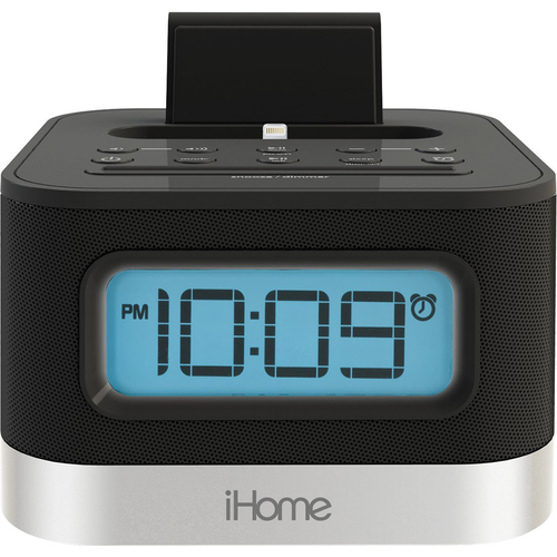 iHome Stereo FM Clock Radio in Black with Lightning Dock for iPhone/iPod - iPL8BN