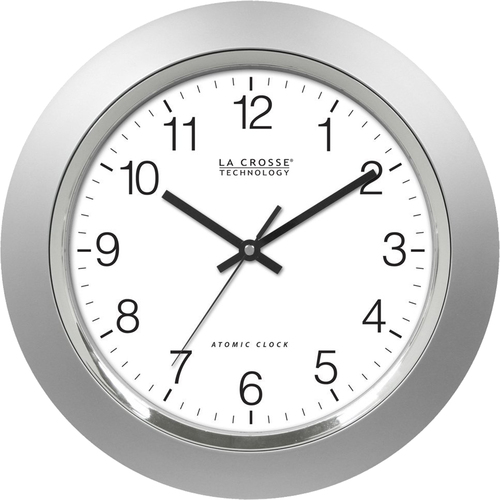 La Crosse Technology 14` Atomic Analog Clock with Silver Frame - WT-3144S