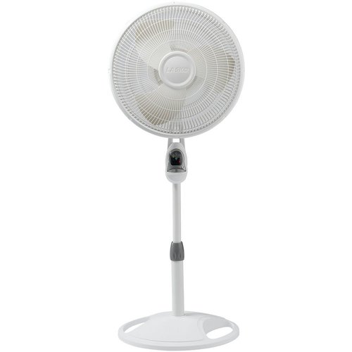 Lasko 16` Remote Control Oscillating Stand Fan with Built-In Timer-White (1646)