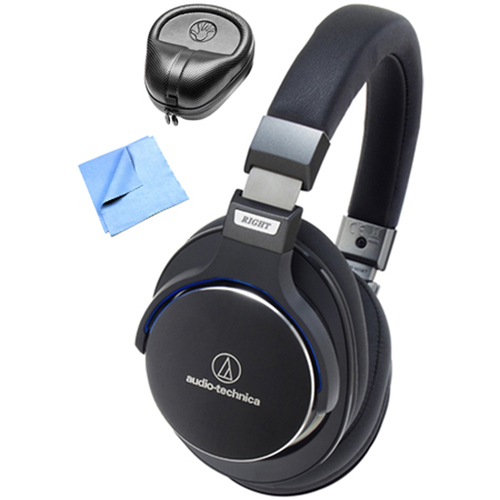 Audio-Technica SR7 SonicPro Over-Ear High-Res Headphones w/ Slappa Case & Cleaning Cloth, Black