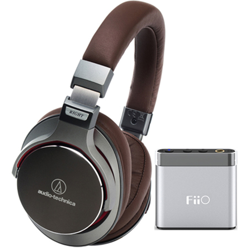 Audio-Technica SR7 SonicPro Over-Ear Hi-Res Headphones w/ FiiO A1 Amplifier, Gun Metal