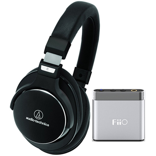 Audio-Technica SR7 SonicPro High-Resolution Noise Cancellation Headphones w/ FiiO A1 Amplifier