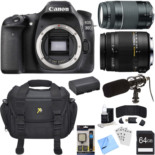 Canon EOS 80D 24.2 MP CMOS Digital SLR Camera Bundle w/ 18-250mm + 50mm Lenses