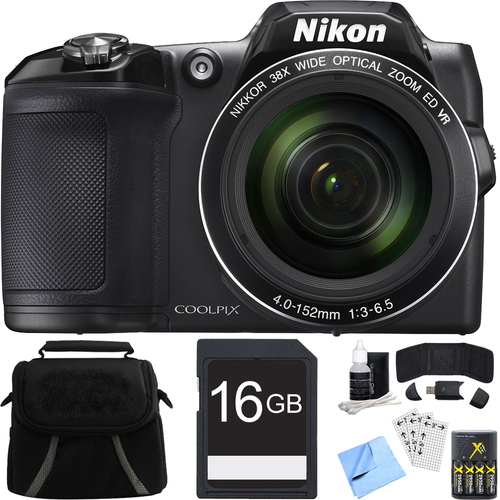 Nikon COOLPIX L840 16MP Digital Camera w/ 38x Zoom VR Lens - Black Refurbished Bundle