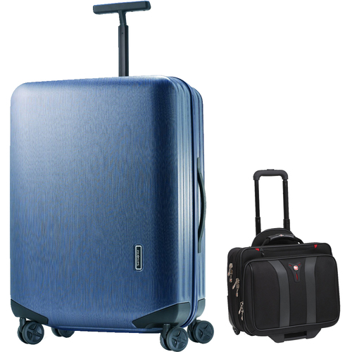 Samsonite Inova Luggage 20` Hardside Spinner (Indigo Blue) Plus Wenger Laptop Boarding Bag