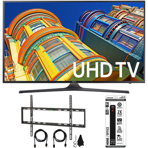 Samsung UN60KU6300 - 60-Inch 4K UHD HDR Smart LED TV w/ Flat Wall Mount Bundle