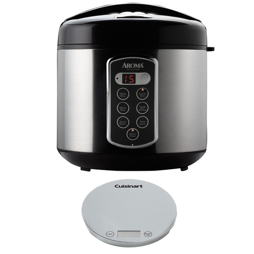 Aroma Professional 20 Cup Digital Rice Cooker/Food Steamer w/ Digital Kitchen Scale
