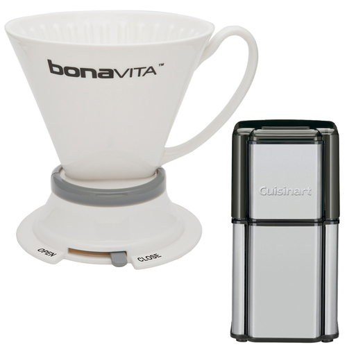 Bonavita Wide Base Porcelain Immersion Dripper w/ Cuisinart Coffee Grinder