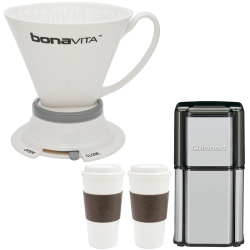 Bonavita Wide Base Porcelain Immersion Dripper w/ Cuisinart Coffee Grinder Kit