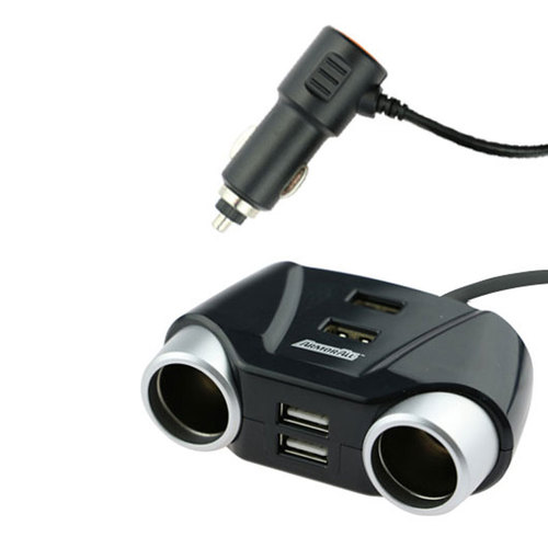 ArmorAll AVT8-1001-BLK Black 12V Car Charger with 2 DC and 4 USB Ports