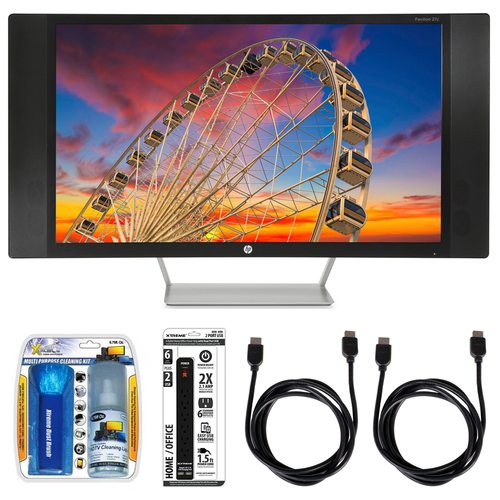 Hewlett Packard Pavilion 27c 27-inch Full HD Curved Monitor w/ Accessory Hook up Bundle