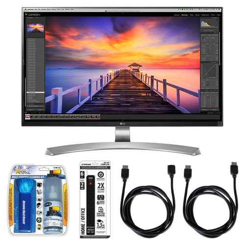 LG 27-Inch 4K Ultra HD IPS Monitor w/ Accessory Hook-Up Bundle - 27UD88-W