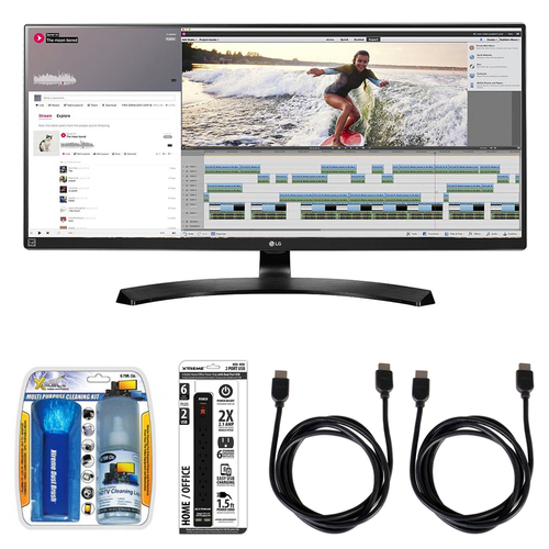 LG UltraWide WQHD IPS LED 34` Monitor w/ Accessory Hook up Bundle