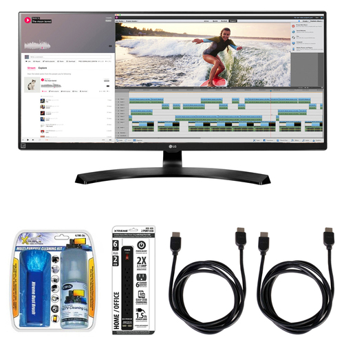 LG QHD IPS 34` Monitor w/ Accessory Hook up Bundle