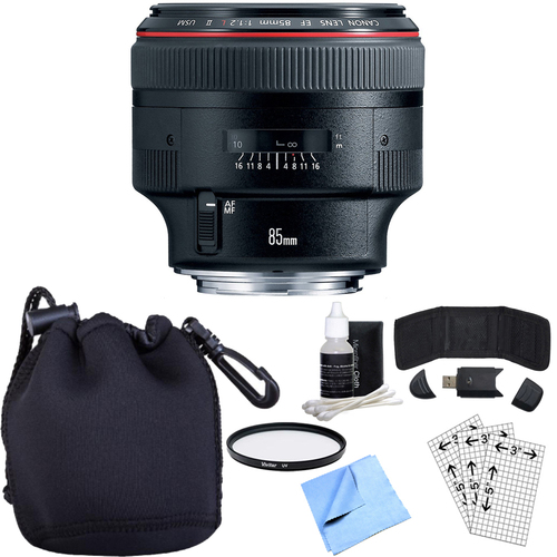 Canon EF 85mm F/1.2L II USM Telephoto Lens w/ Essential Photography Accessory Bundle