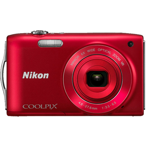 Nikon COOLPIX S3300 16MP 6x Opt Zoom 2.7 LCD - Red (Manufacturer Refurbished)