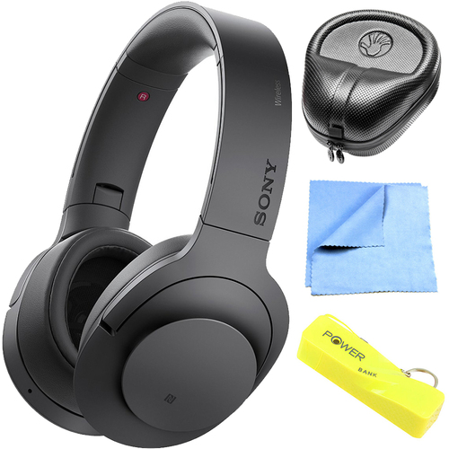 Sony Wireless NC On-Ear Bluetooth Headphone w/ NFC Charcoal w/ Power Bank Bundle