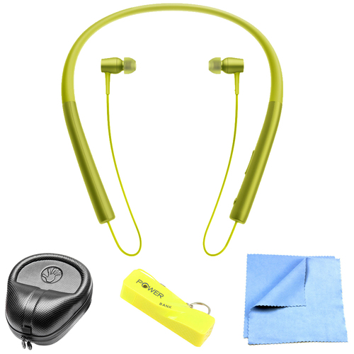 Sony Wireless In-ear Bluetooth Headphones w/ NFC - Lime Yellow w/ Power Bank Bundle