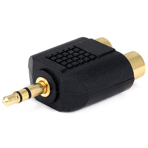 3.5mm Stereo Plug to 2 RCA Jack Splitter Adaptor - Gold Plated