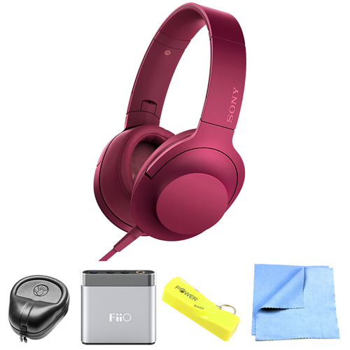 Sony Premium Hi-Res On-Ear Stereo Headphone Pink - MDR100AAP/P w/ FiiO A1 Amp. Bundle