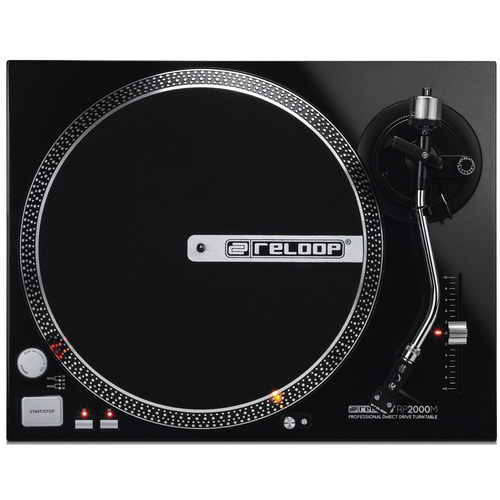 Reloop RP-2000-M DJ Turntable with Quartz Driven Direct Drive, Metallic Black