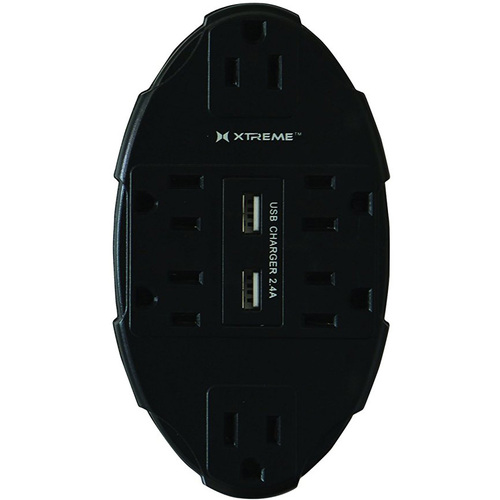 Xtreme 6 Outlet Wall Tap w/ 2 USB Ports - XWS8-0106-BLK (Black)