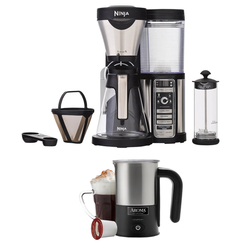 Ninja Coffee Bar Brewer with Glass Carafe and Reusable Filter w/ Aroma Milk Frother