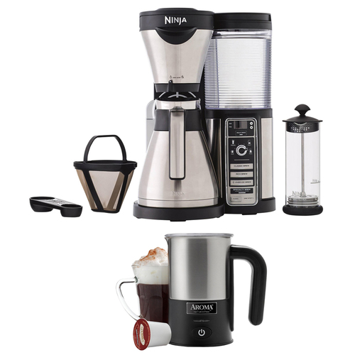 Ninja Coffee Bar Brewer w/ Thermal Carafe Stainless Steel/Black w/ Aroma Milk Frother