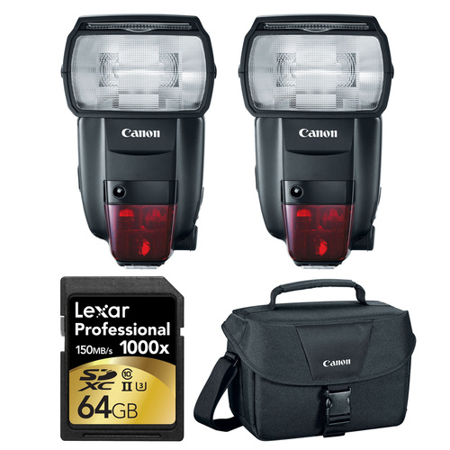 Canon 2 600EX II-RT Speedlite Flashes, 64GB Card, and Bag Bundle