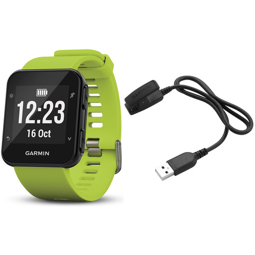 Garmin Forerunner 35 GPS Running Watch & Activity Tracker Charging Clip Bundle - Lime