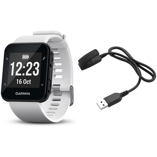 Garmin Forerunner 35 GPS Running Watch & Activity Tracker Charging Clip Bundle - White