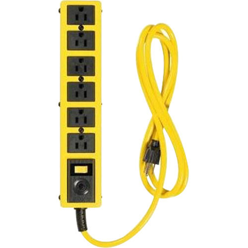 Coleman Cable Yellow Jacket 6-Outlet Met Strip with 6' Cord - 5139N