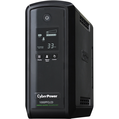 CyberPower 1000VA PFC Uninterruptible Power Supply with LCD Display - CP1000PFCLCD