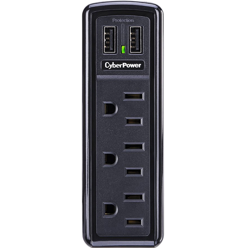 CyberPower 918J 3-Outlet Mobile Surge Protector with 2 USB Charging Ports - CSP300WU